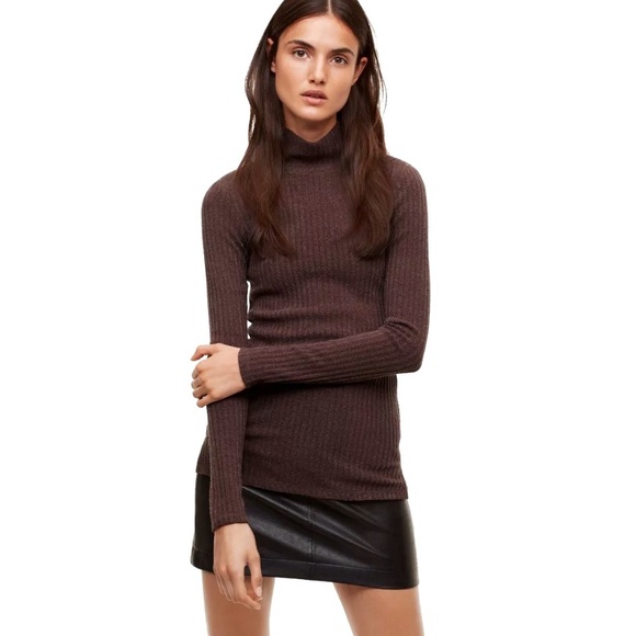 Aritzia WILFRED FREE Buswell Ribbed Mock Neck Top - Picture 2 of 9